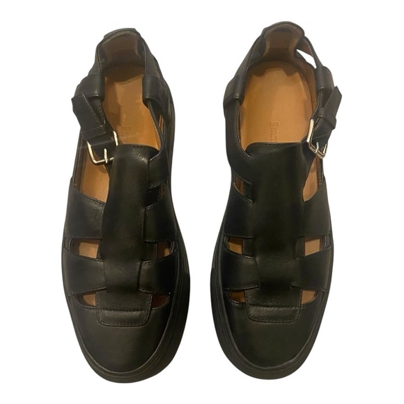 Emme Parsons Ernest Platform Fishermans Sandal in Black Nappa Leather Sz 38 - Picture 3 of 8